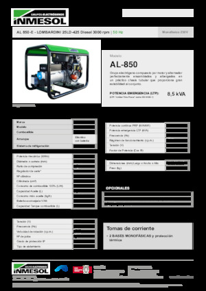 Дизелови генератори INMESOL AL 850-E