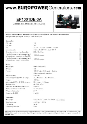 Дизелови генератори Europower EP100TDE-3A (LS)