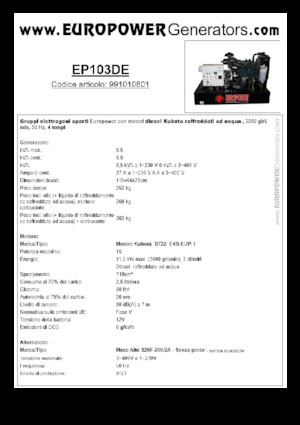 Дизелови генератори Europower EP103DE (MA)