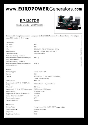 Дизелови генератори Europower EP130TDE (LS)