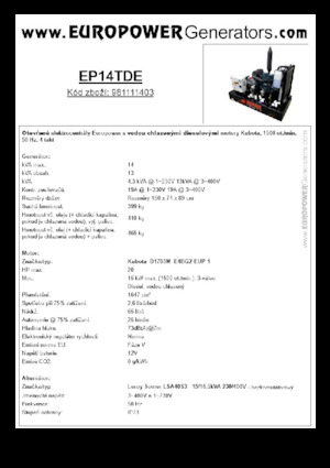 Дизелови генератори Europower EP14TDE (LS)