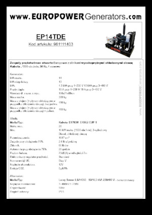 Дизелови генератори Europower EP14TDE (LS)
