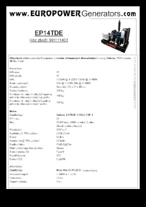 Дизелови генератори Europower EP14TDE (MA)