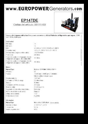 Дизелови генератори Europower EP14TDE (MA)