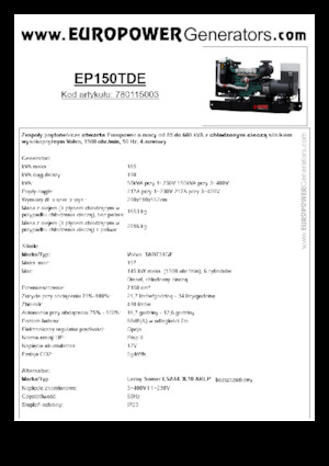 Дизелови генератори Europower EP150TDE (LS)