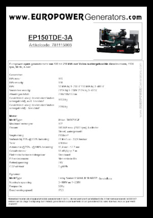 Дизелови генератори Europower EP150TDE-3A (LS)