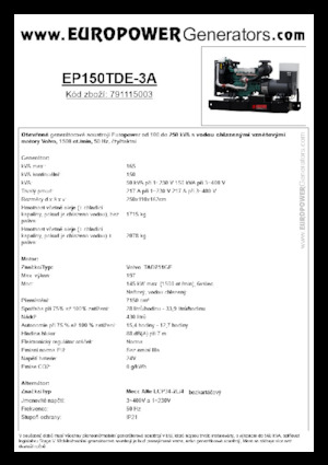 Дизелови генератори Europower EP150TDE-3A (MA)