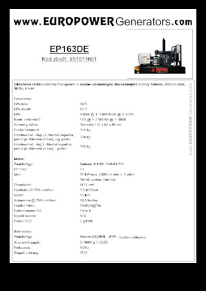 Дизелови генератори Europower EP163DE (S)