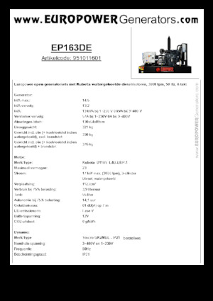 Дизелови генератори Europower EP163DE (S)