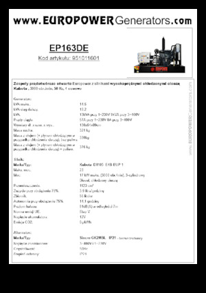 Дизелови генератори Europower EP163DE (S)
