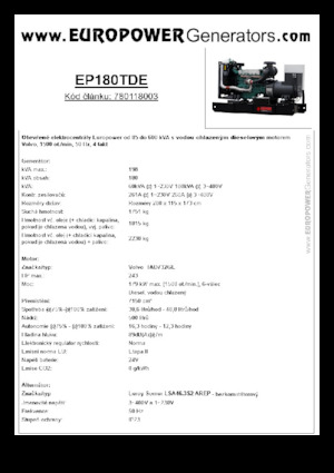 Дизелови генератори Europower EP180TDE (LS)