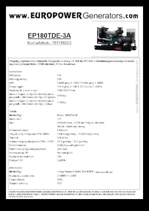 Дизелови генератори Europower EP180TDE-3A (LS)