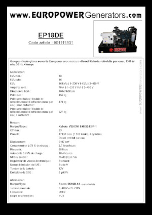 Дизелови генератори Europower EP18DE (S)
