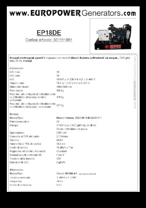 Дизелови генератори Europower EP18DE (S)