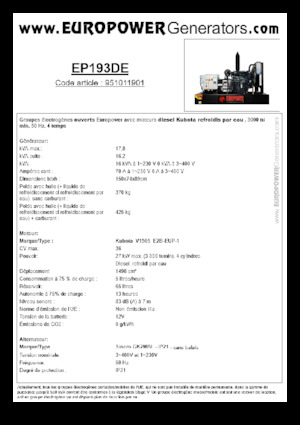Дизелови генератори Europower EP193DE (S)