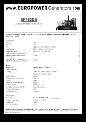 Дизелови генератори Europower EP193DE (S)
