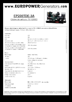 Дизелови генератори Europower EP200TDE-3A (MA)
