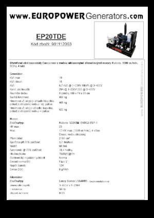 Дизелови генератори Europower EP20TDE (LS)