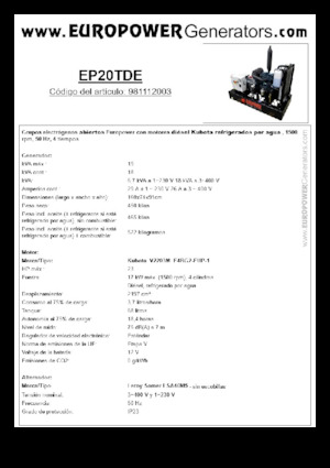 Дизелови генератори Europower EP20TDE (LS)