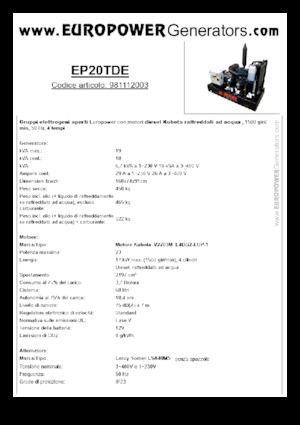 Дизелови генератори Europower EP20TDE (LS)