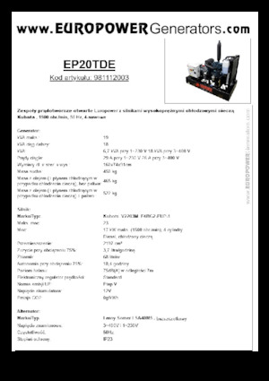 Дизелови генератори Europower EP20TDE (LS)