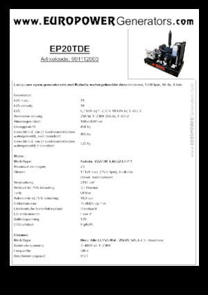 Дизелови генератори Europower EP20TDE (MA)