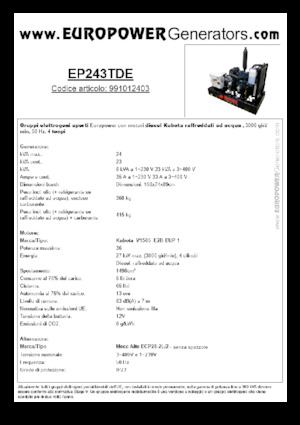 Дизелови генератори Europower EP243TDE (MA)