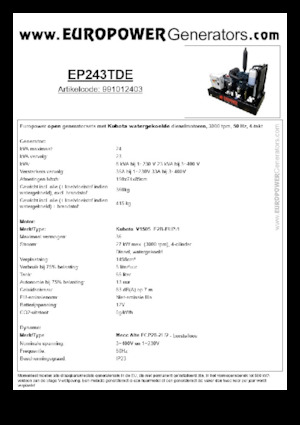 Дизелови генератори Europower EP243TDE (MA)