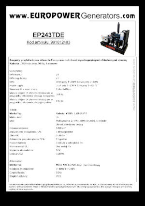 Дизелови генератори Europower EP243TDE (MA)
