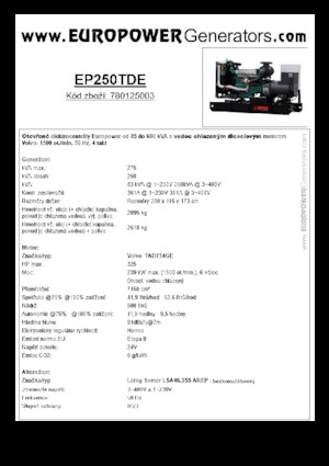 Дизелови генератори Europower EP250TDE (LS)