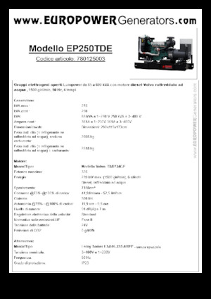 Дизелови генератори Europower EP250TDE (LS)