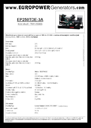 Дизелови генератори Europower EP250TDE-3A (LS)