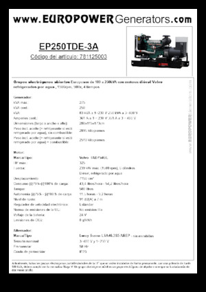 Дизелови генератори Europower EP250TDE-3A (LS)