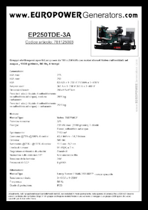 Дизелови генератори Europower EP250TDE-3A (LS)
