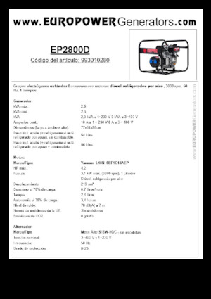 Дизелови генератори Europower EP2800D (MA)