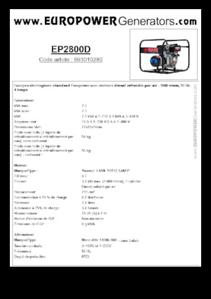 Дизелови генератори Europower EP2800D (MA)