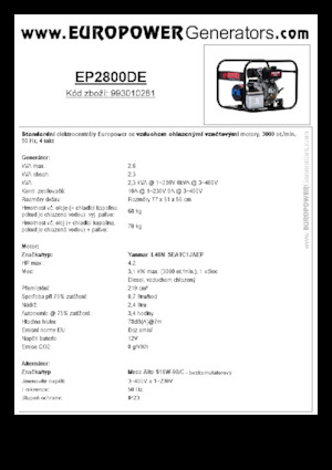 Дизелови генератори Europower EP2800DE (MA)