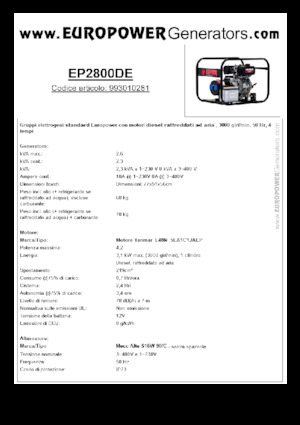 Дизелови генератори Europower EP2800DE (MA)