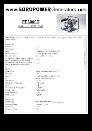 Дизелови генератори Europower EP3000D (MA)