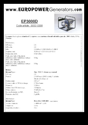 Дизелови генератори Europower EP3000D (MA)