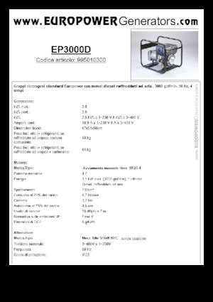 Дизелови генератори Europower EP3000D (MA)