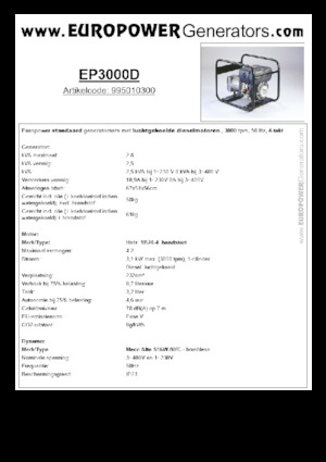 Дизелови генератори Europower EP3000D (MA)