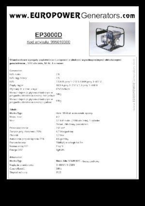 Дизелови генератори Europower EP3000D (MA)