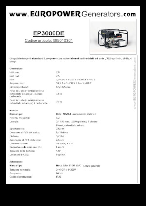 Дизелови генератори Europower EP3000DE (MA)