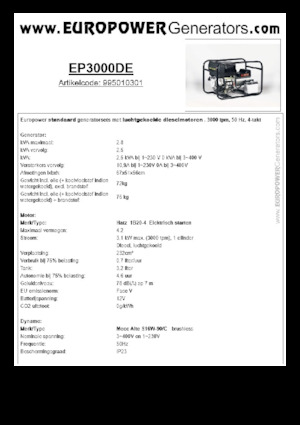 Дизелови генератори Europower EP3000DE (MA)