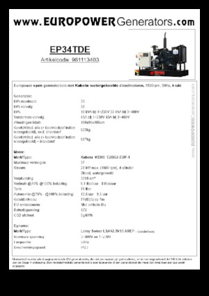Дизелови генератори Europower EP34TDE (LS)