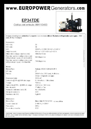 Дизелови генератори Europower EP34TDE (MA)