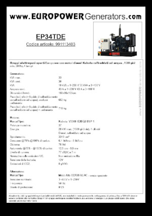 Дизелови генератори Europower EP34TDE (MA)