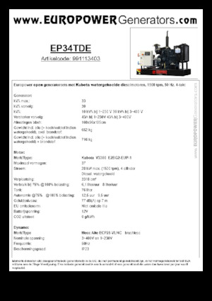 Дизелови генератори Europower EP34TDE (MA)