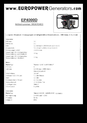Дизелови генератори Europower EP4000D (S)